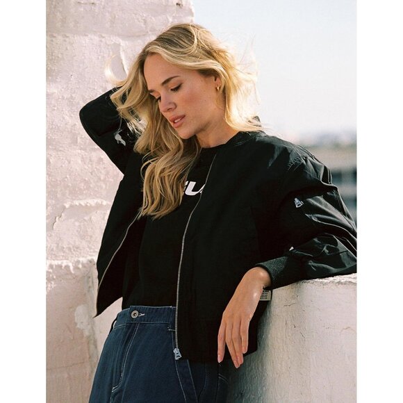 Women's Bomber Jacket Casual Coat Zip Up Spring Fall Clothes with Pockets S-XXL - Picture 2 of 5